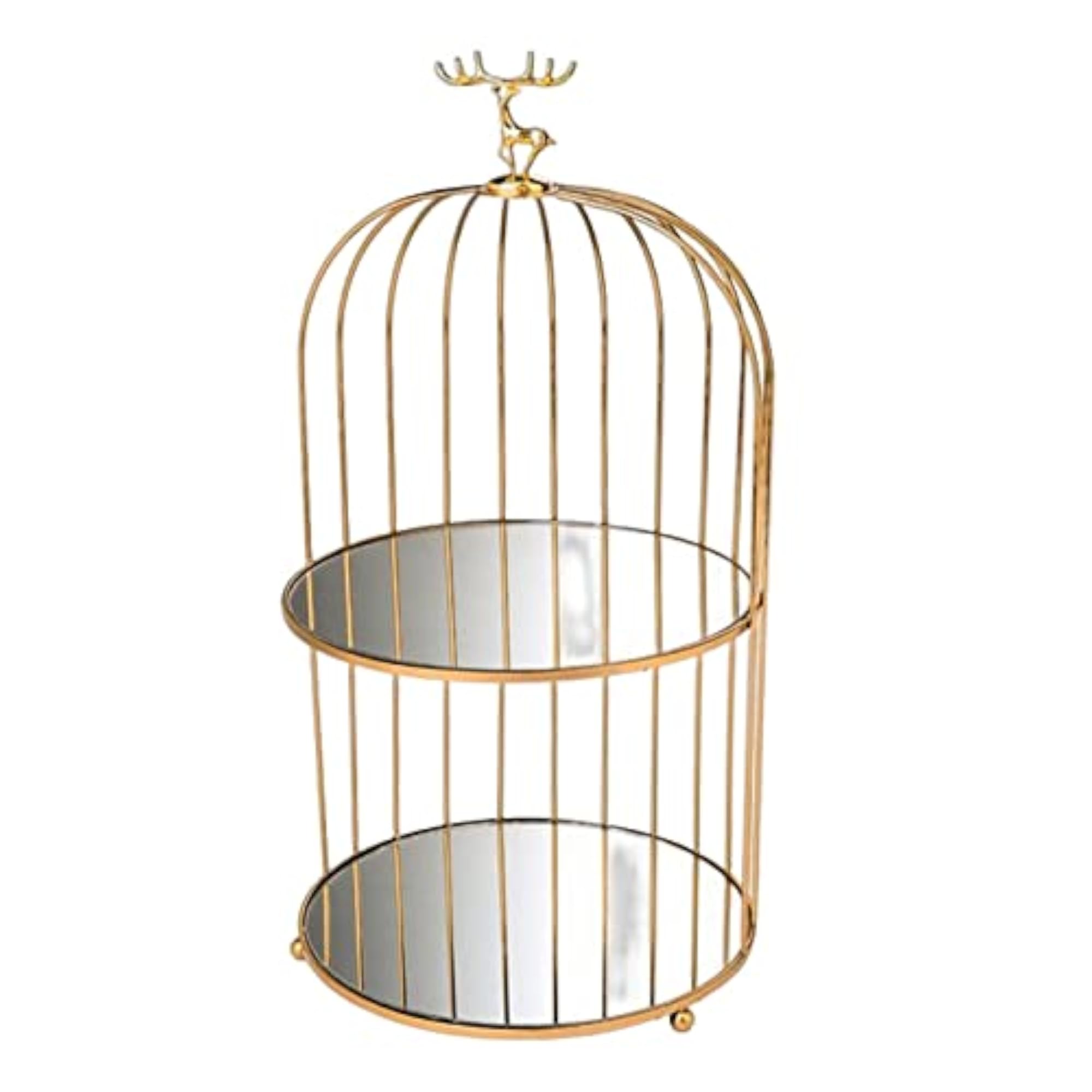 Metal Bird Cage Rack Cosmetic Organizer, Double Layers