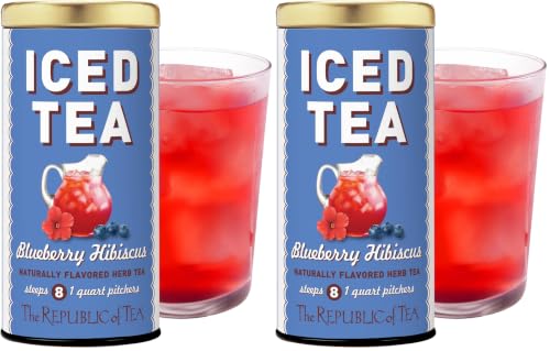The Republic of Tea - Blueberry Hibiscus Iced Tea, 8 Tea Bags, Herbal Tea, Caffeine Free (Pack of 2)