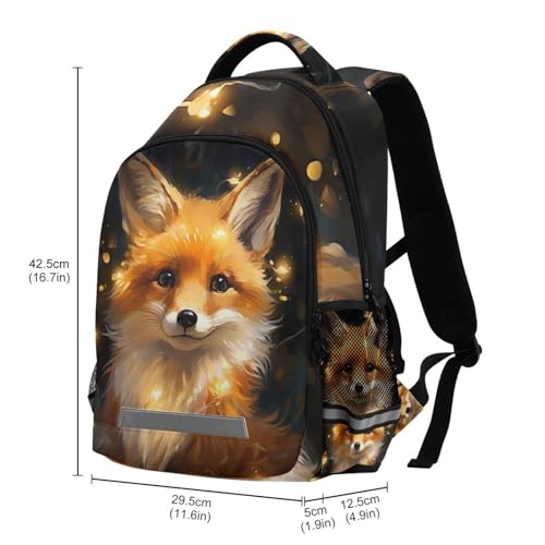 Cute Fox Backpack for Boys Girls,School Elementary Bookbags with Chest Clip 202A05413