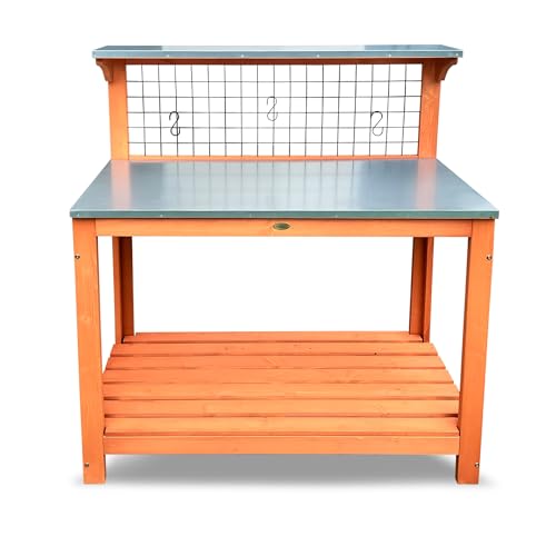 Habau 695 Gartentisch mit verzinkter Arbeitsplatte, Natur 101 x 55 x 117 cm