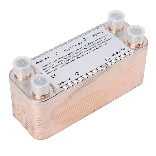 Wort Chiller 30 Plate Stainless Steel Chiller Heat Exchanger Wort Chiller Brewing Cooling Counterflow Clooler for Homebrew Beer Tool NPT 1/2 Inch Thread Wort Pump
