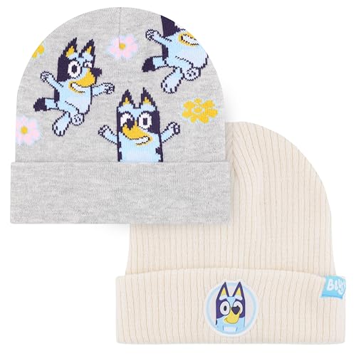 Bluey Toddler Winter Hat 2-Pack Soft Knit Beanies with Warm Cuffed Design Cozy Hats for Boys & Girls Ages 25 Licensed Design