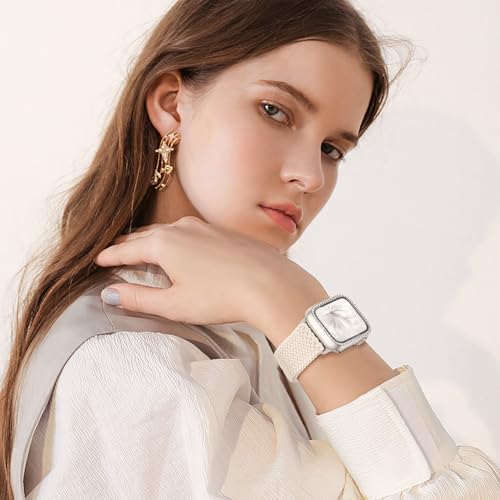 Butifacion Magnetic Braided Band Compatible for Apple Watch Bands and Bling Case 40mm 41mm 44mm 45mm 42mm 46mm Women, Stretchy Solo Loop Cover Screen Protector for iWatch Series 11 10 9 8 7 6 5 4 SE3 by Butifacion - Used condition - Image 5