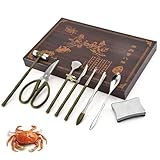wrtgerht Meeresfrüchte-Werkzeug-Set, Krabbenfresswerkzeug aus Edelstahl 304, Krabbenbein-Cracker und Werkzeuge. Achtteiliges Krabben-Essen-Set. Küchengeräte (Color : Silver)