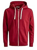 JACK & JONES Herren Jjeholmen Sweat Zip Hood Noos Jacket, Rio Red, L EU