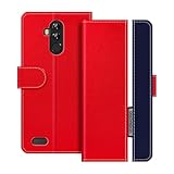 UOGNADGD Lederhülle Kompatibel mit Leagoo M9 Pro Klappbares Portemonnaie-Hülle mit Magnetverschluss Ständer & Kartenfächern stoßfestem Schutz (Rot)