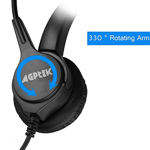 Agptek Hands-Free Call Center Noise Cancelling Corded Binaural Headset Headphone With 4-Pin Rj9 Crystal Head And Mic Microphone For Desk Phone - Telephone Counselling Services, Insurance, Hospitals #TOP3