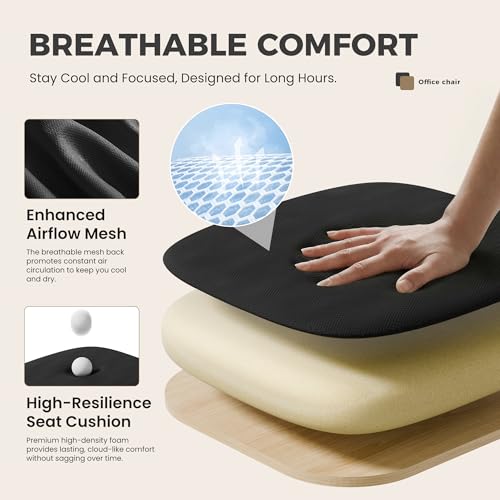 image for DUMOS Office Desk Chair - Ergonomic Mid Back with Lumbar Support & Roc