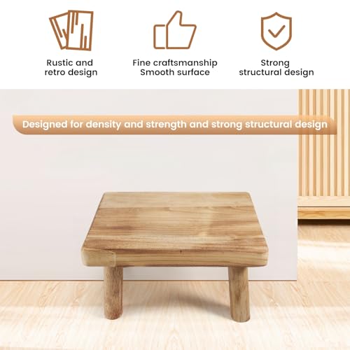 Taburete de madera resistente y duradero de estilo retro alto 6