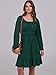 ANRABESS Womens Dress Long Lantern Sleeve Square Neck Elastic Waist Ruffle Flowy Swing A-Line Short Dresses 2025 Fall Fashion Deep Green Small