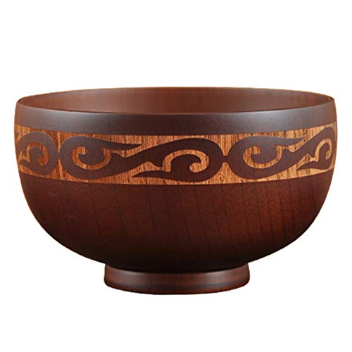 Qomcsrl Style Mongol Bol en Bois Soupe Salade Riz Nouilles Style Ethnique Bois Naturel Enfants Bol en Bois Vaisselle