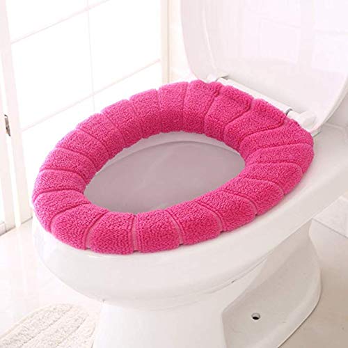 Coussin de toilette O en peluche rose - Housse de siège de bain lavable et isolante