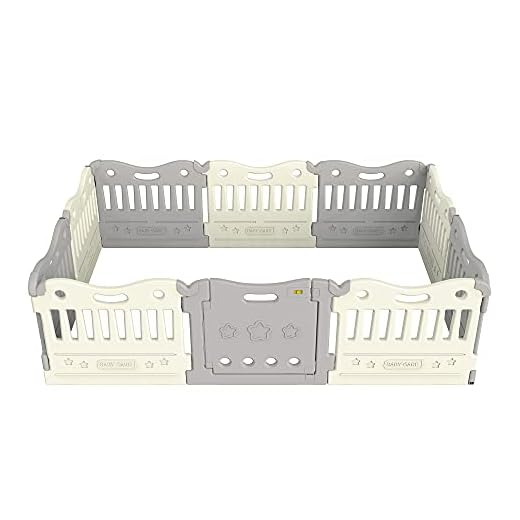 Baby Care Play Mat Funzone Play Pen - Extra Large Baby Play Yard - Play Pen for Baby - Safe with Double Locking (Grey, Full Set)