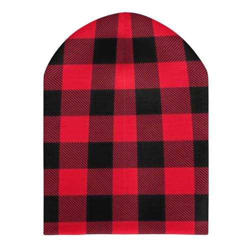 Red and Black Buffalo Plaid Kids Beanie Hat for for Girls Boys Children Cap Winter Knitted Chemo Cancer Headwear Accessories Gifts Decoration3