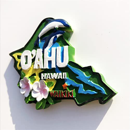 Imán decorativo para refrigerador O'ahu Waikiki Hawaii 3D miniatura 4