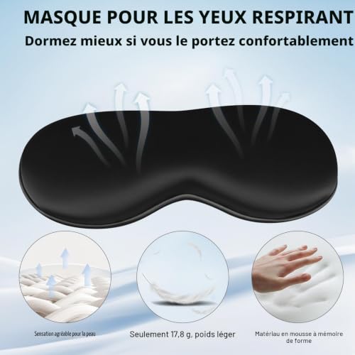 YLK Masque de Nuit Femme Homme, Soie Ultra-Douce Cache Yeux, Adjustable Elastic – vue 5