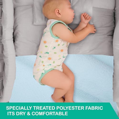 Image of Bumpers Waterproof Quick Dry Sheet for Baby|Bed Pad Extra Absorbent Washable Matress Protector|Baby Bed Protector Sheet for Toddler Children & Adult Double Bed, King Size (XXL, 260x200cm, Sea Blue)