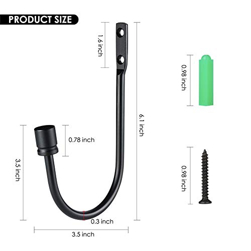 Toresper Curtain Holdbacks, 4PCS U Shaped Hook Wall Mounted Tassel Curtain Tieback Hook Drapery Tiebacks Curtain Accessories (Black - Thumbnail 2