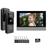 Sistema de videoportero de 4 cables para viviendas unifamiliares, cámara videoportero con monitor WiFi de 7 pulgadas, audio bidireccional, fácil instalación (2 campana + 1 monitor)