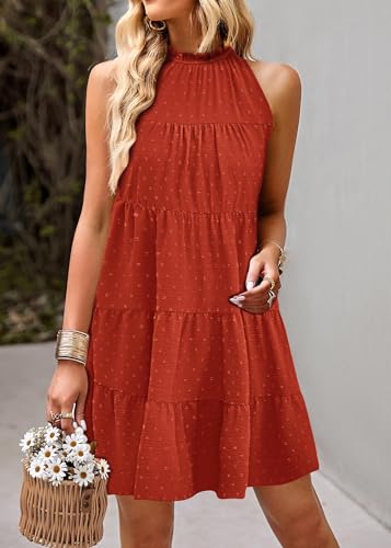 Image of KIRUNDO Summer Sundresses for Women Halter Dress Babydoll