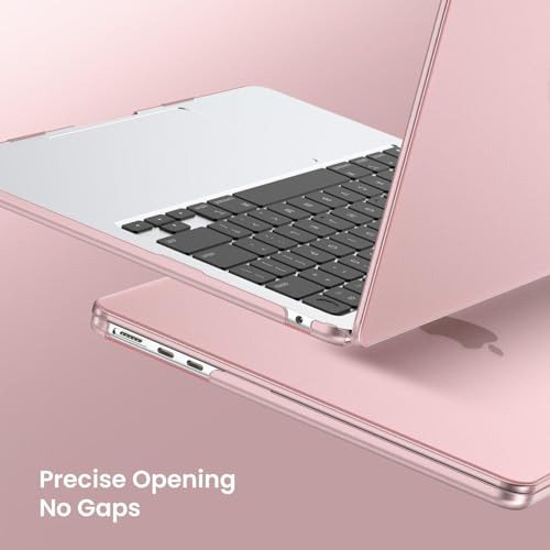 Image of EooCoo Case Compatible with MacBook Air 13 inch M5 2026-2022 M4 M3 M2 A3449 A3240 A3113 A2681, Sleek Hard Shell Scratch Resistant Protective Cover for Mac Air 13.6 inch Case, Matte Pink