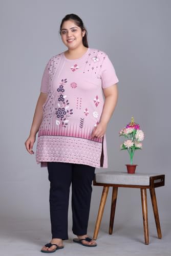 Image of In Love Women's Plus Size Printed Cotton Night Suit Set Short Sleeve | Cotton fabric - soft night suit set for sleepwear and home comfort