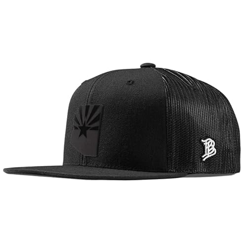 Branded Bills Arizona 48 Midnight Black Flat Trucker Hat for Men | Snapback Baseball Cap