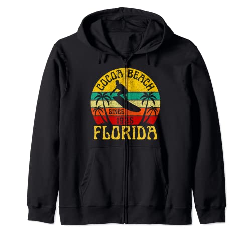 Cocoa Beach Florida Surf Surfista Océano Vintage Sudadera con Capucha