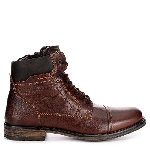 Mens Leather Cap Toe Lace Up Work Boot Shoes, Rust/Dark Brown, US 122
