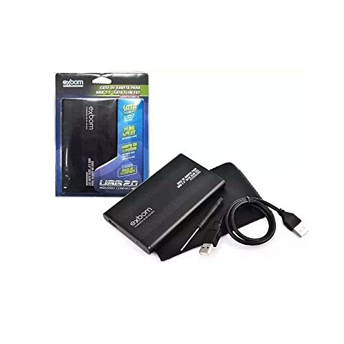 Case para HD de Notebook 2,5 Sata Slim em Alumínio CGHD-10 Preto Exbom