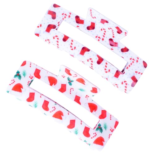 Christmas Hair Claw Clips with Socks & Candy Cane Design, Christmas Hair Accessory for Holiday Parties, Festive Events and Seasonal Gatherings, Xmas Hair Clip for Girls, Women and Adults