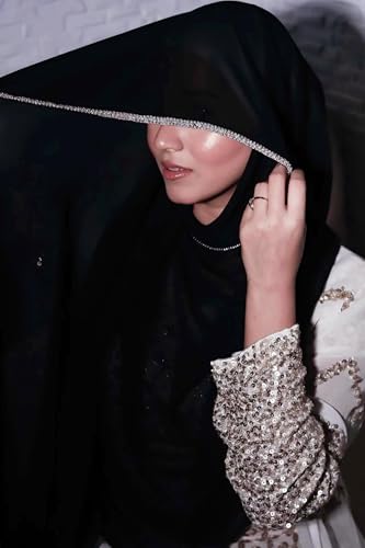 Bling Rhinestone Hijab Scarf for Women Silky Chiffon Muslim Hijab Head Wrap Sparkly Long Scarves Shawls2