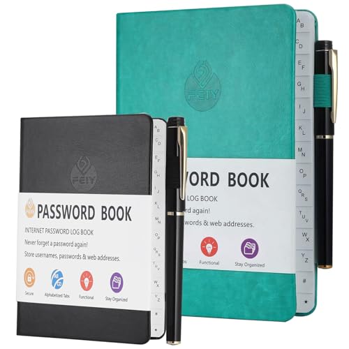 XTUDOU® 2 Pièces Carnet Mot de Passe, Carnet de Mot de Passe Avec Onglets de A à Z, Password Book SéCurisé pour Connexions Internet, Gestionnaire...