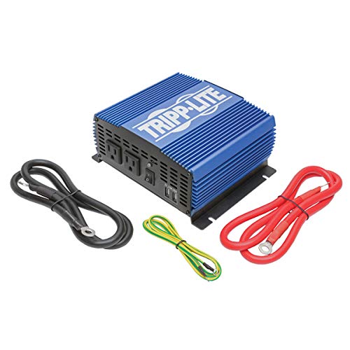 Tripp Lite 1500W Power Inverter, Medium-Duty Power Inverter with 2 AC 2 USB Outlets, 2.0A Battery Cables (Pinv1500)