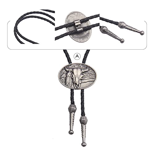 Image of GelConnie Bolo Ties for Men Women Western Cowboy Tie Mens Western Necklace Leather Necktie Gold Bolero Tie Cowboy Necklace