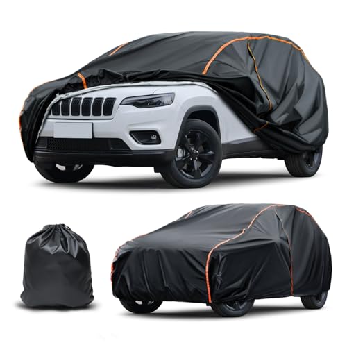 LJKryptovolaris Car Cover Compatible with Jeep Cherokee Waterproof All-Weather Protection Spunlace Cotton PEVA Cover with Zipper Door