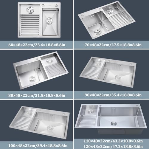Bañera de utilidad de acero inoxidable de alta resistencia de 80 cm con kit de drenaje completo 8