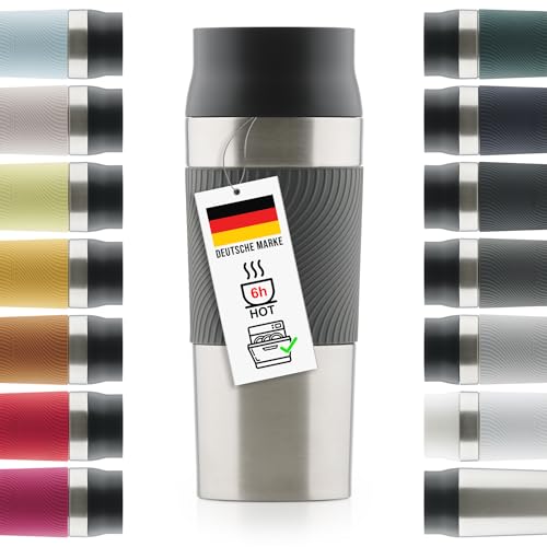 Blumtal Thermobecher 500 ml - Kaffeebecher to go aus Edelstahl - auslaufsicherer Isolierbecher kalt/heiß - Mug mit 360° Trinköffnung - Thermosbecher mit Quick-Press-Verschluss - Coffee Mug - Anthrazit
