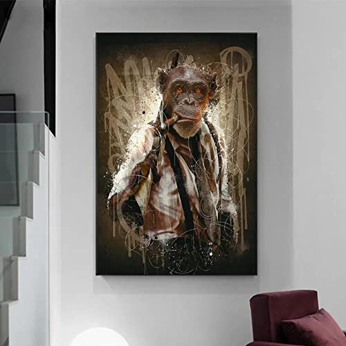 Singe toile peinture moderne graffiti art animalier sans cadre 60x90cm