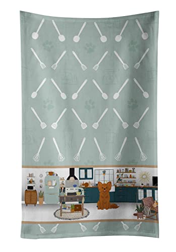 Caroline's Treasures WDK5890KTWL Longhaired Red Chihuahua in The Kitchen Kitchen Towel Dish Cloths Guest Hand Towel Decorative Bathroom Towel for Face,Tea, Dishcloth, Kitchen and Bath