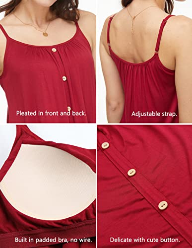 Image of Camisoles for Women with Built in Bra Adjustable Strap Tank Tops Cami Sleeveless Summer Tops for Workout Sleeping Traveling