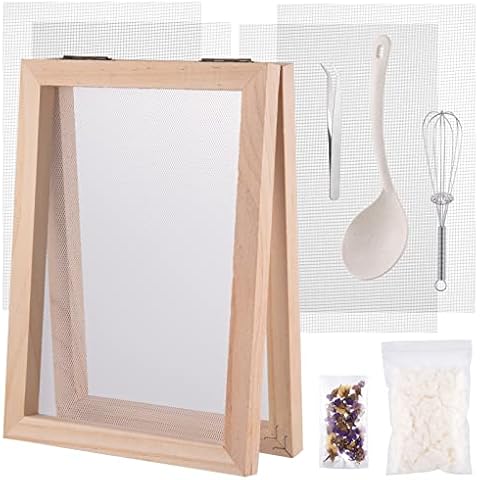 Papierherstellung Rahmen, 18x12.5cm Papier Schöpfrahmen, Holzpapierherstellung Formrahmen, Alte chinesische Papierherstellungsmethode für DIY Papierhandwerk Kinder Teenager Lehren Papierherstellung Cover