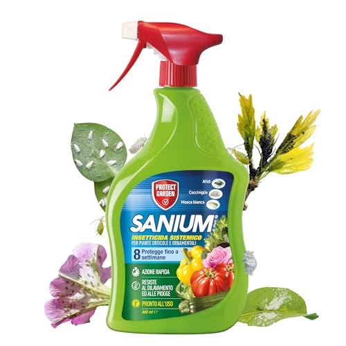 Protect Garden Sanium AL PFnPE Piante Edibili, Insetticida Sistemico Pronto Uso. Elimina Afidi, Cocciniglia, Mosca Bianca. Rapida Azione Abbattente. Fino a 8 Settimane di Protezione 800ml