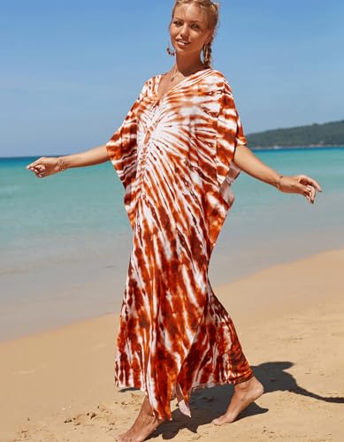 Image of NFVNKJ Women's Plus Size Beach Lounge Kaftan Maxi Dress Swimsuit Coverup for Women