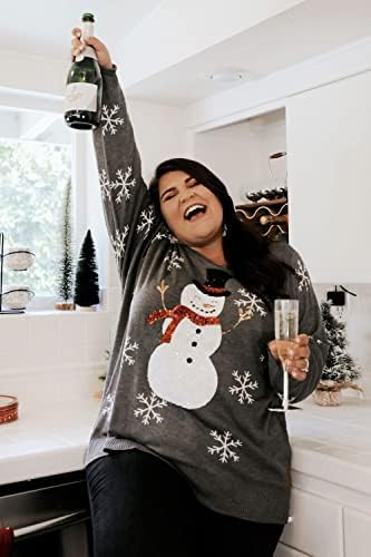 Tipsy Elves Kadınlar için Etkileşimli Oyunlar ve Tatil Partileri için Sürprizler ile Çirkin Noel Kazakları, Pullu Kardan Adam (Gri), XS - Görsel 5