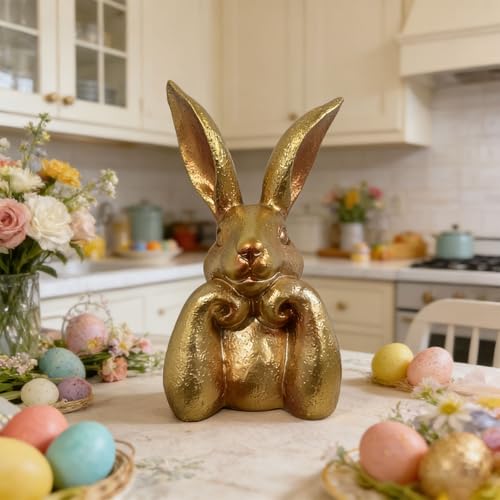 Figurine lagomorphe dorée : sublimez votre buffet de Pâques fade