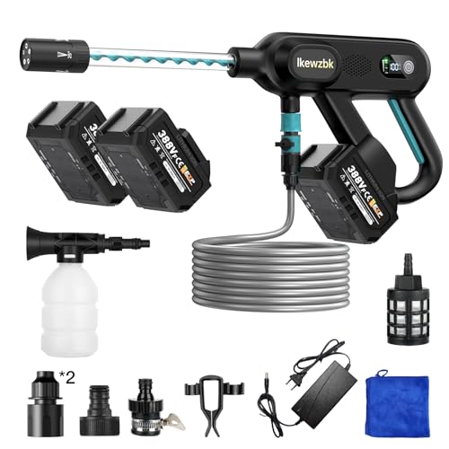 Ikewzbk Cordless Pressure Washer Battery Powered,1800 MAX PSI Cordless Power Washer,4 A Battery*2,5-in-1 Nozzle,3 Level,Handheld Portable Pressure Washer for Car Home Patio Driveway Fence Cleaning