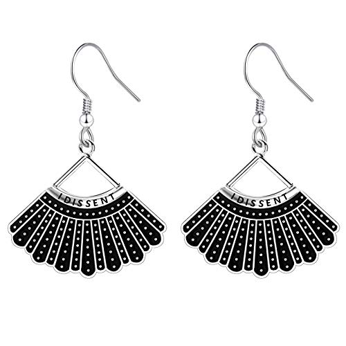 RBG Earrings for Women Sterling Silver Dissent Collar Earrings Dangle Fashion Jewelry Gifts for Fans