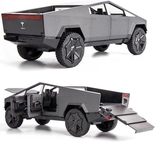 Image of DEOXY 1:32 Scale Tesla Cybertruck Model Collection Enthusiasts Toy Pull Back Pick-Up Truck with Sound and Light, Alloy Diecast Cyber-Truck Toys for Kids Gift (Not Including Mini Car - Black)