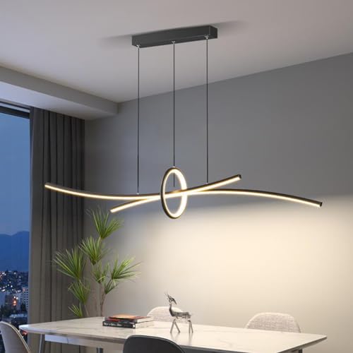 Lámpara de mesa de comedor moderna en color negro con diseño de altura ajustable